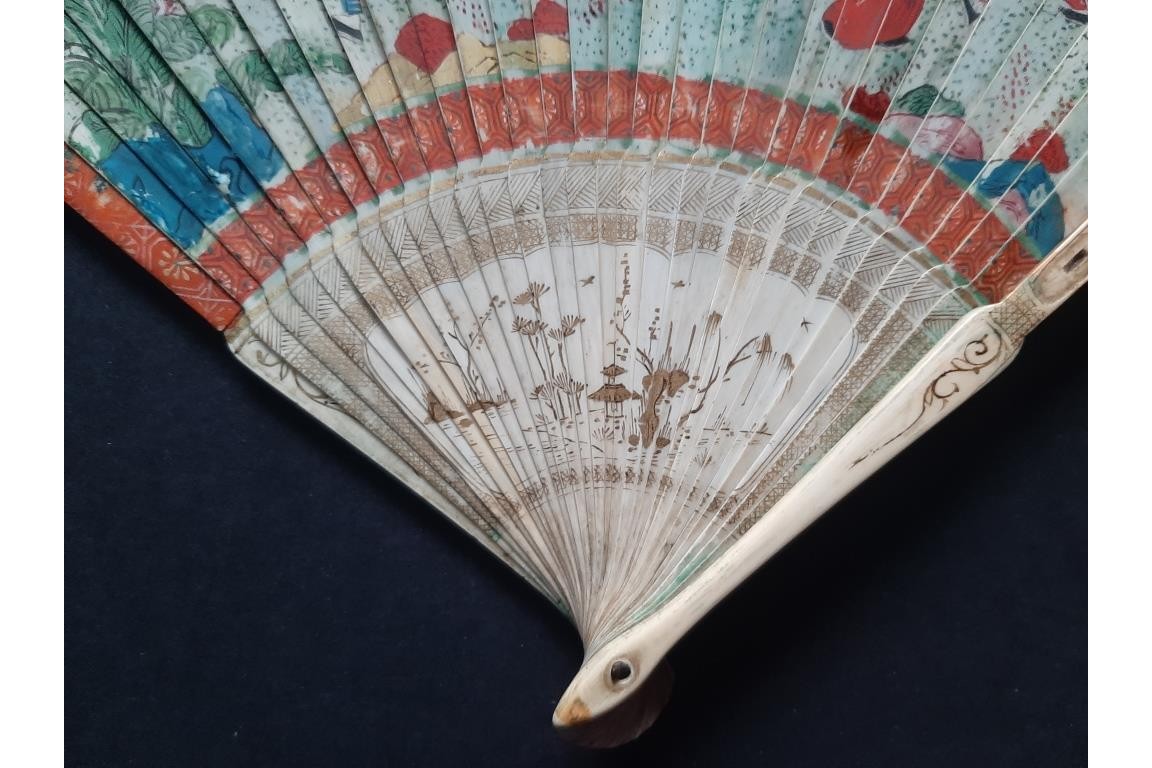 The horsewoman, Chinese fan, circa 1700–1720