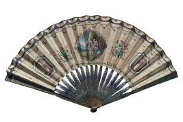 La famille, éventail Chine vers 1800-1820