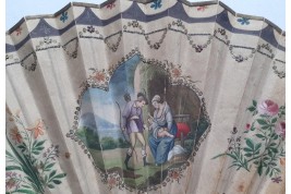 La famille, éventail Chine vers 1800-1820