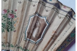 La famille, éventail Chine vers 1800-1820