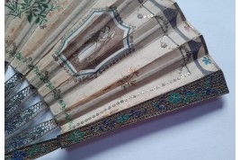 La famille, éventail Chine vers 1800-1820