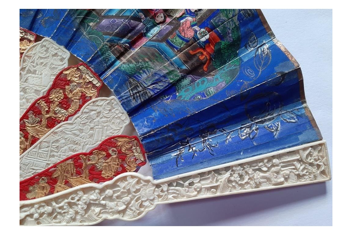 Renard rouge, éventail chinois pour fillette ? XIXe siècle