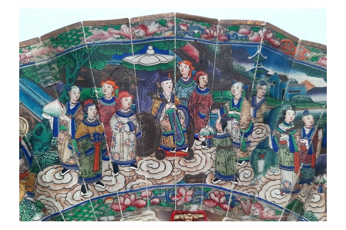 Renard rouge, éventail chinois pour fillette ? XIXe siècle