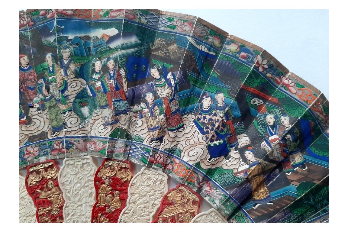 Renard rouge, éventail chinois pour fillette ? XIXe siècle