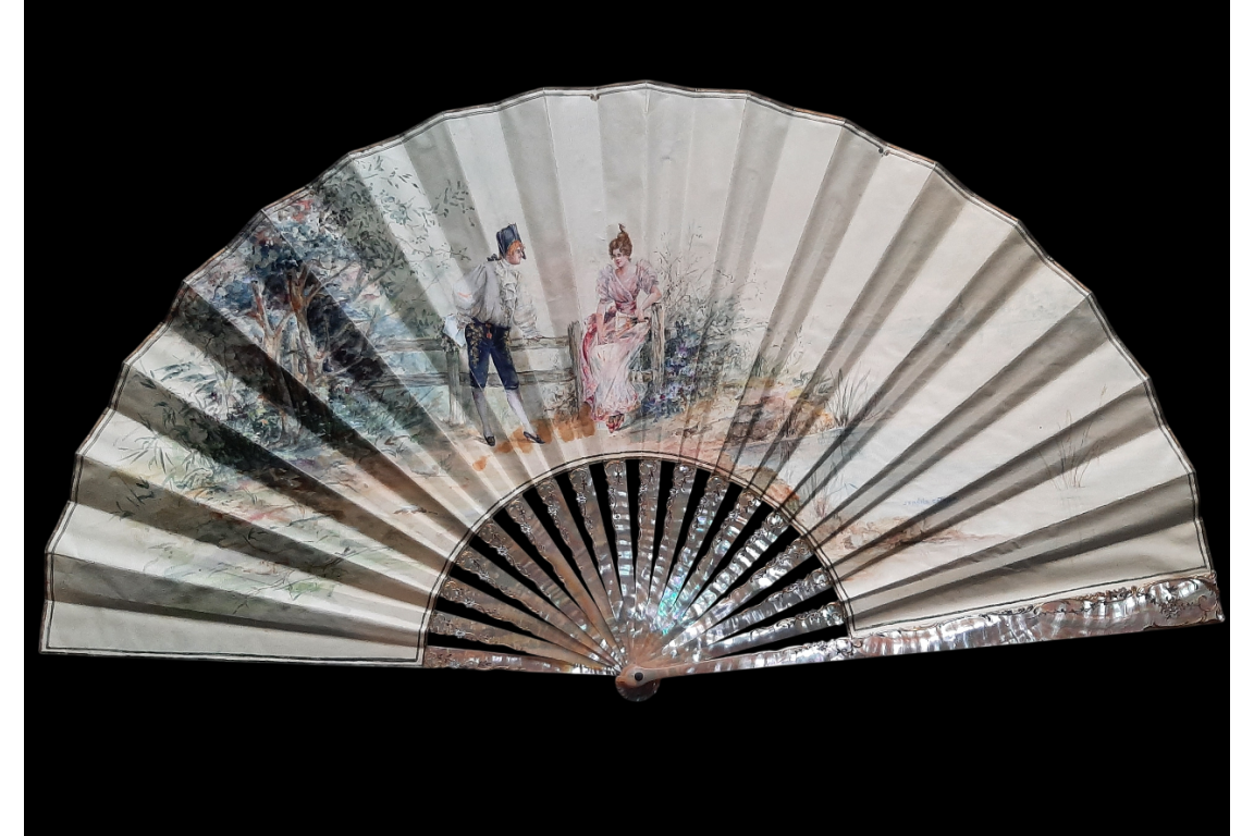 Gallantry,  fan by Jeanne Cahulle for Alexandre, late 19th century