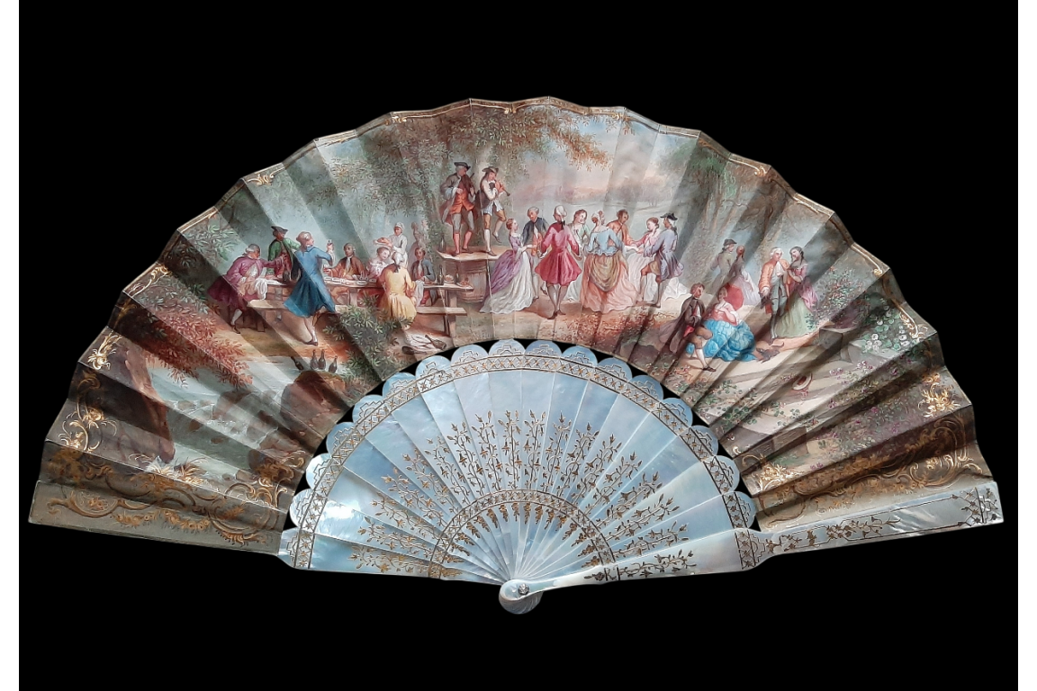 La fête champêtre, éventail attribué à Marie Bonheur pour Alexandre, vers 1865-70