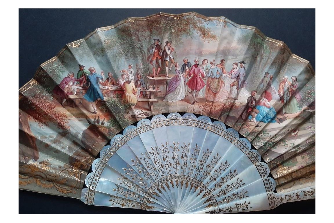La fête champêtre, éventail attribué à Marie Bonheur pour Alexandre, vers 1865-70