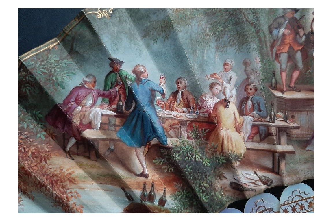 La fête champêtre, éventail attribué à Marie Bonheur pour Alexandre, vers 1865-70