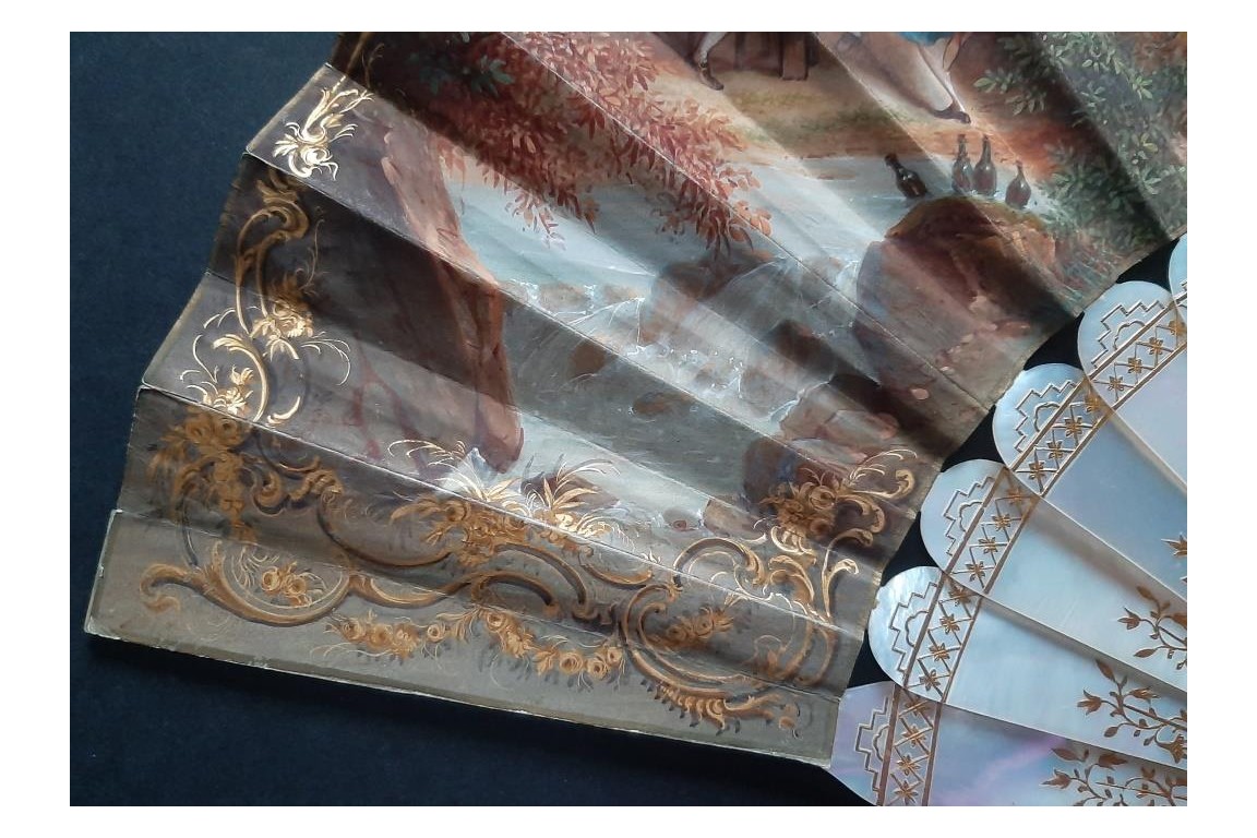 La fête champêtre, éventail attribué à Marie Bonheur pour Alexandre, vers 1865-70