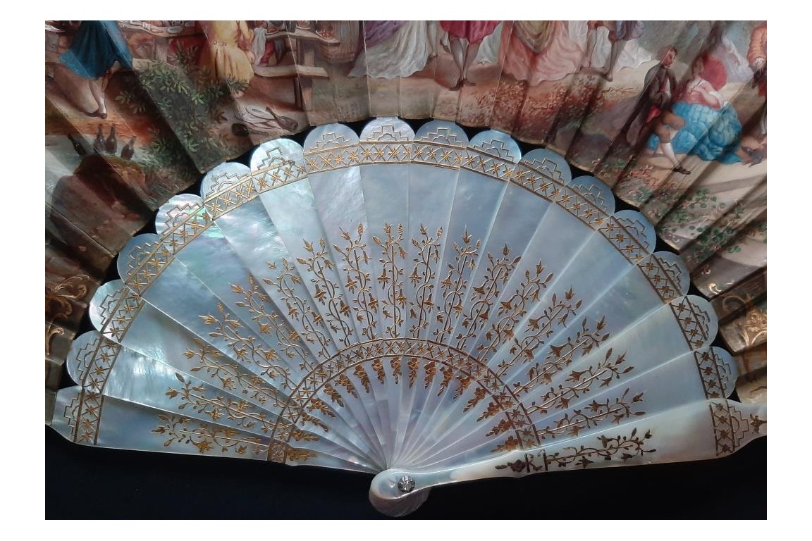 La fête champêtre, éventail attribué à Marie Bonheur pour Alexandre, vers 1865-70