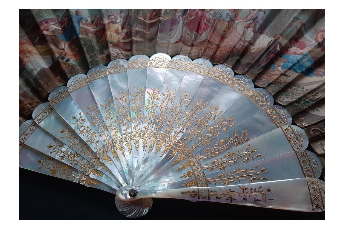 La fête champêtre, éventail attribué à Marie Bonheur pour Alexandre, vers 1865-70