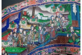 Nacre de Canton, éventail chinois XIXe siècle