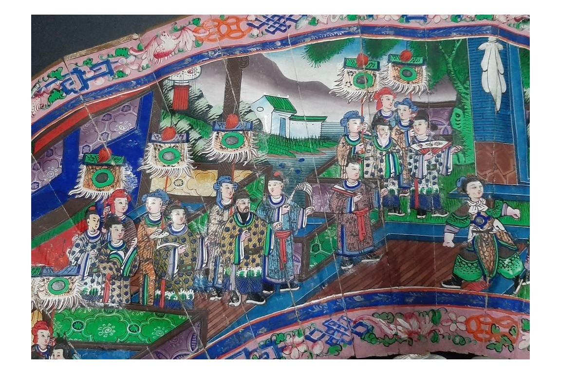 Nacre de Canton, éventail chinois XIXe siècle