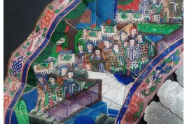 Nacre de Canton, éventail chinois XIXe siècle