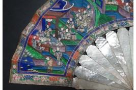 Nacre de Canton, éventail chinois XIXe siècle