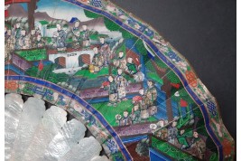 Nacre de Canton, éventail chinois XIXe siècle