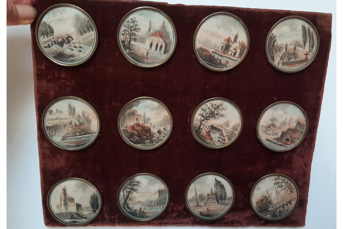 Paysages, boutons XVIIIe siècle