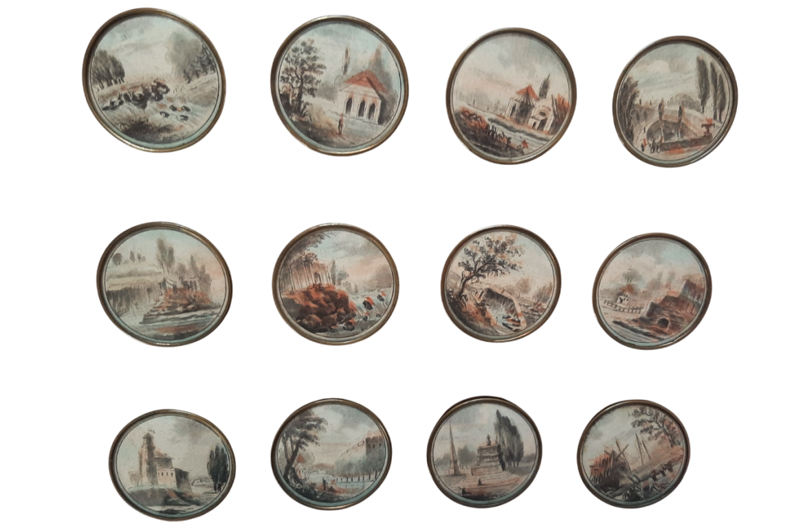 Landscapes, 18th century buttons