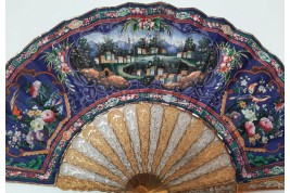 D'or et d'argent, éventail Canton XIXe siècle
