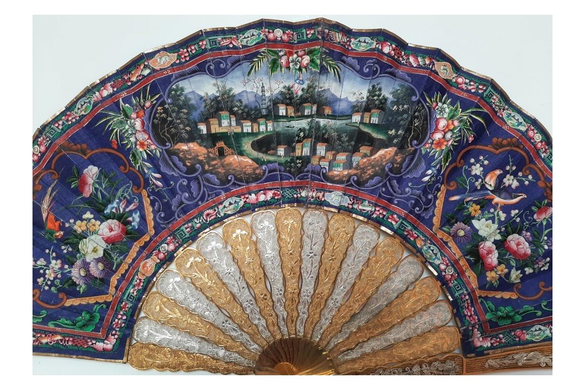 Golden and silver, Chinese fan, 19th century
