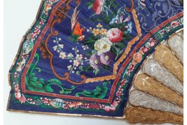 D'or et d'argent, éventail Canton XIXe siècle