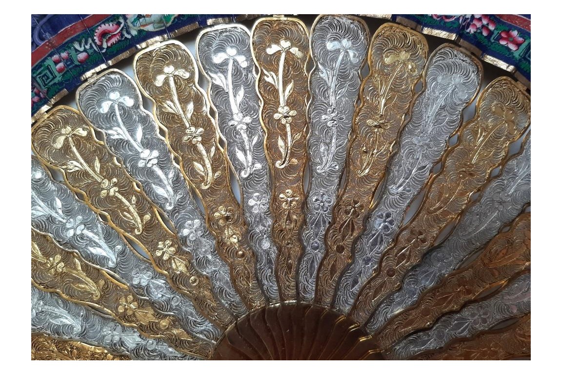 Golden and silver, Chinese fan, 19th century
