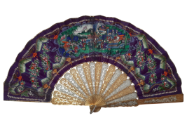 D'or et d'argent, éventail Canton XIXe siècle