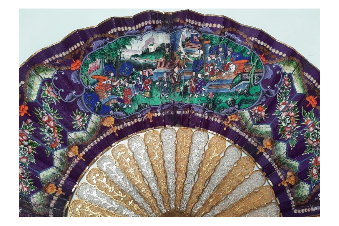 Golden and silver, Chinese fan, 19th century