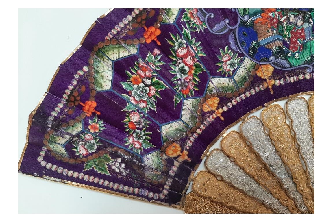 Golden and silver, Chinese fan, 19th century