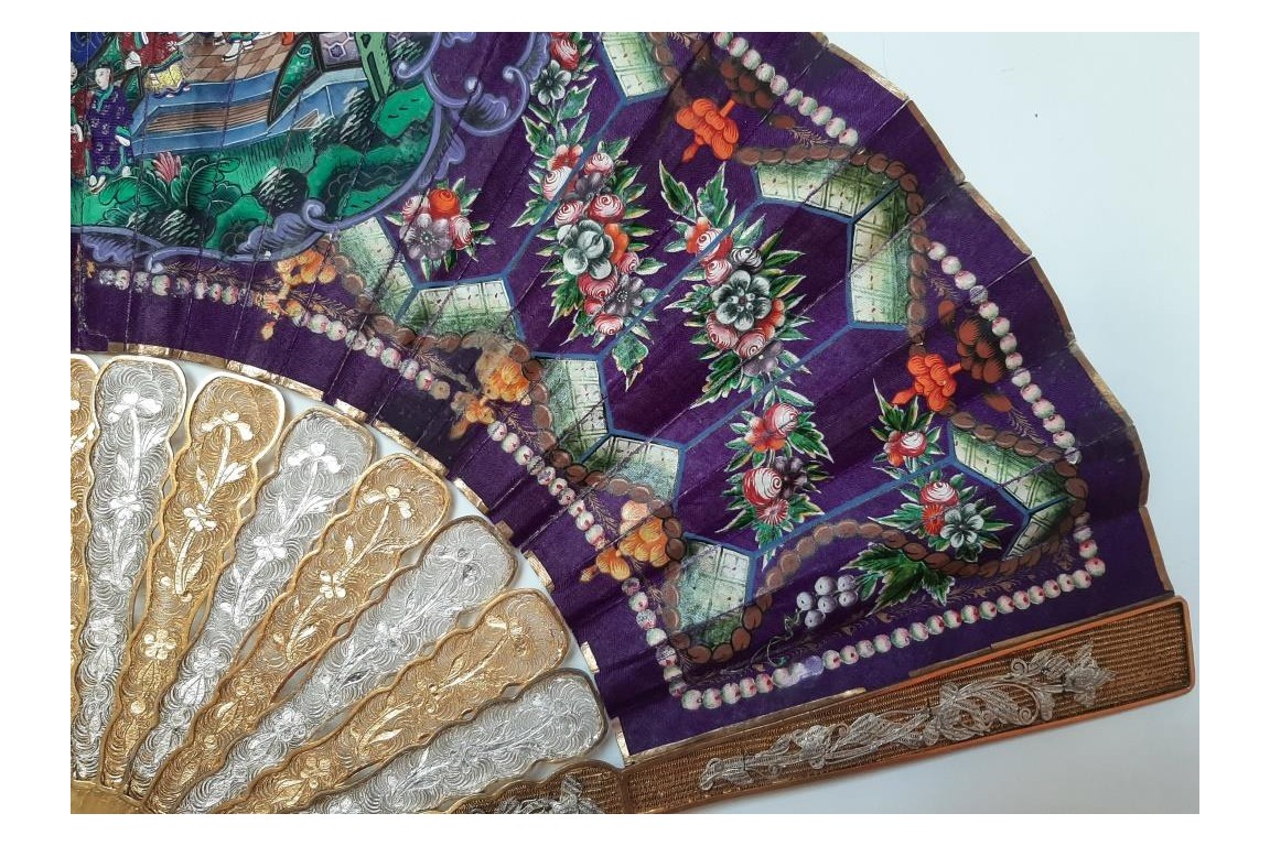 Golden and silver, Chinese fan, 19th century