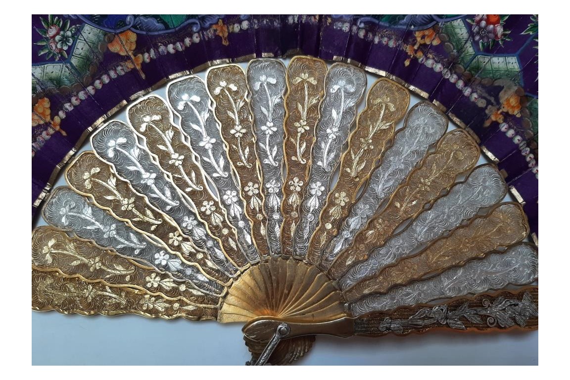 Golden and silver, Chinese fan, 19th century