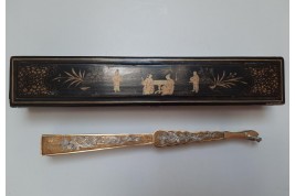 D'or et d'argent, éventail Canton XIXe siècle