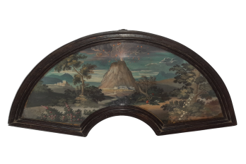 Motto at the volcano, fan leaf circa 1700