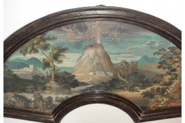 Motto at the volcano, fan leaf circa 1700