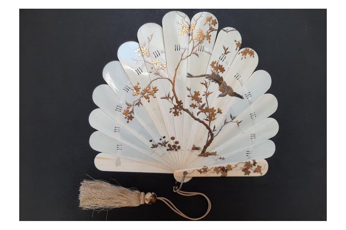 Japanese birds, fan circa 1900
