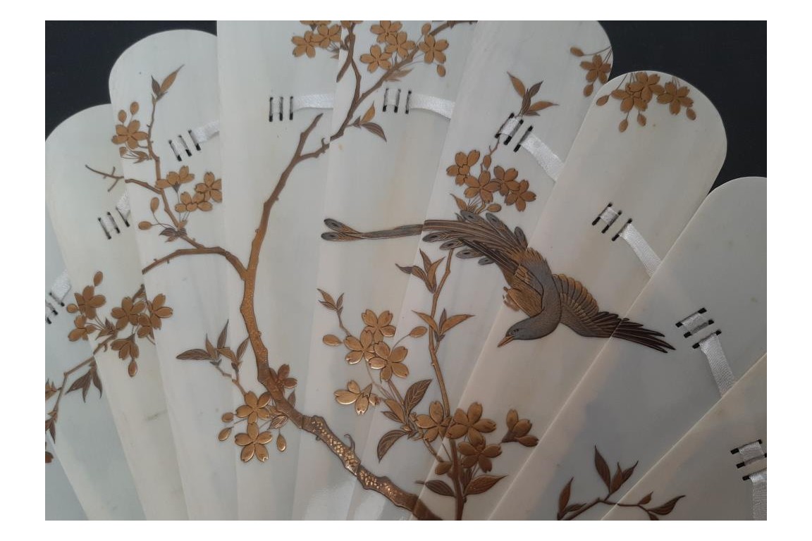 Japanese birds, fan circa 1900