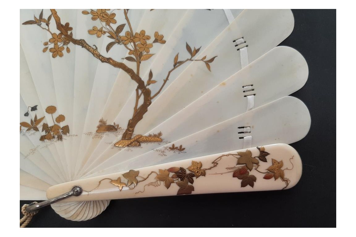 Japanese birds, fan circa 1900