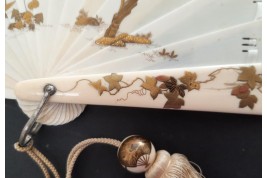 Oiseaux du Japon, éventail vers 1900