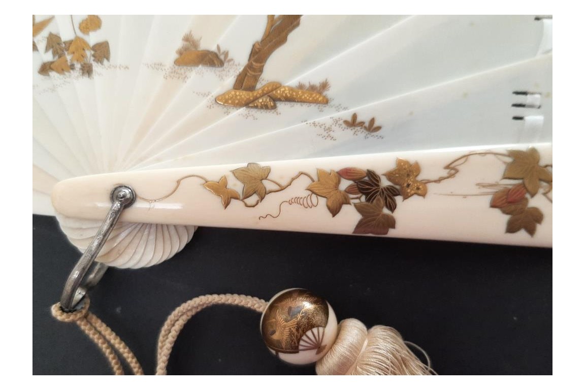 Japanese birds, fan circa 1900