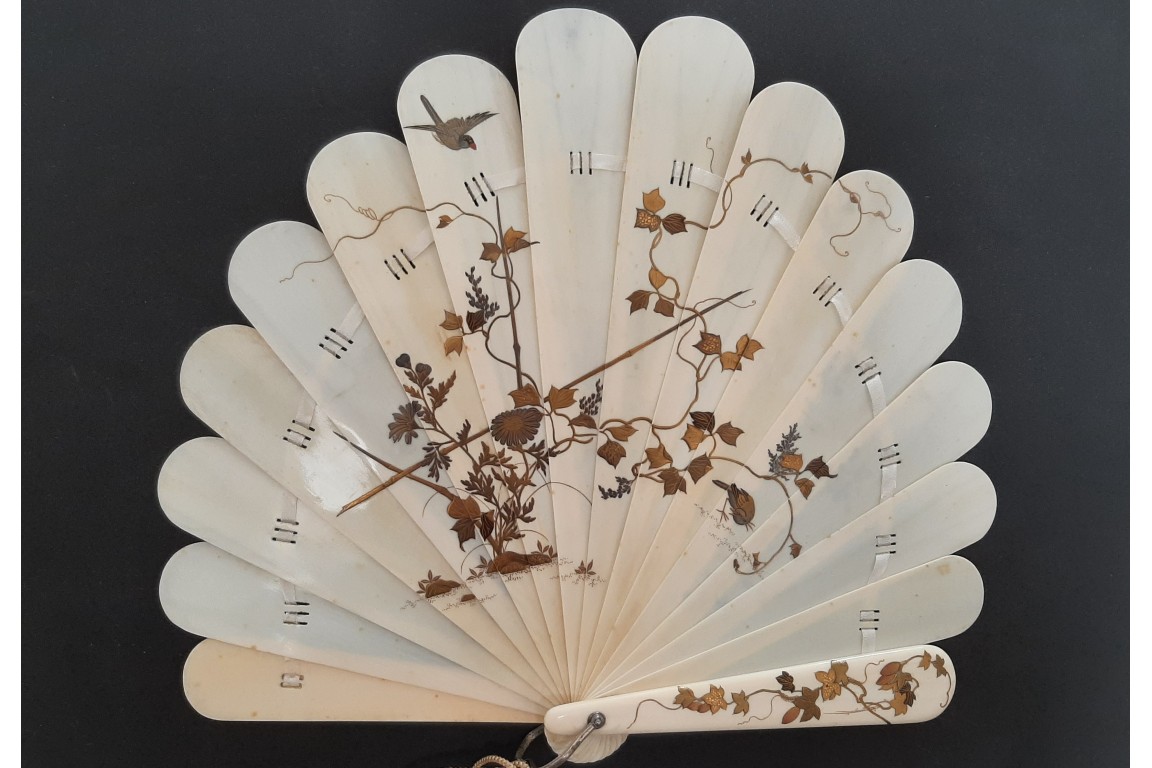 Japanese birds, fan circa 1900
