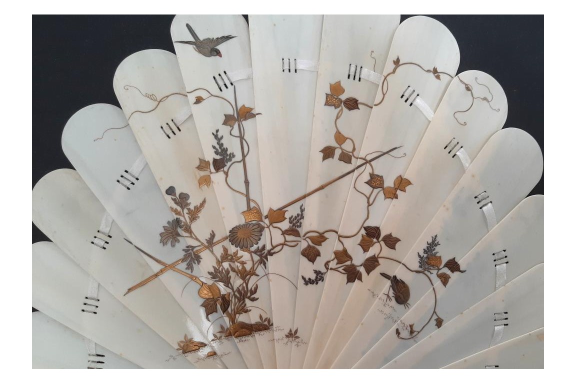 Japanese birds, fan circa 1900