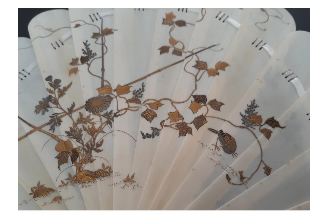 Japanese birds, fan circa 1900