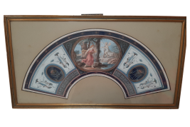 Harmonia d'Angelica Kauffman, feuille d'éventail (Tommaso Bigatti ?), fin XVIIIe siècle