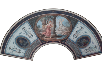 Harmonia after Angelica Kauffman, late 18th century fan leaf (Tommaso Bigatti ?)