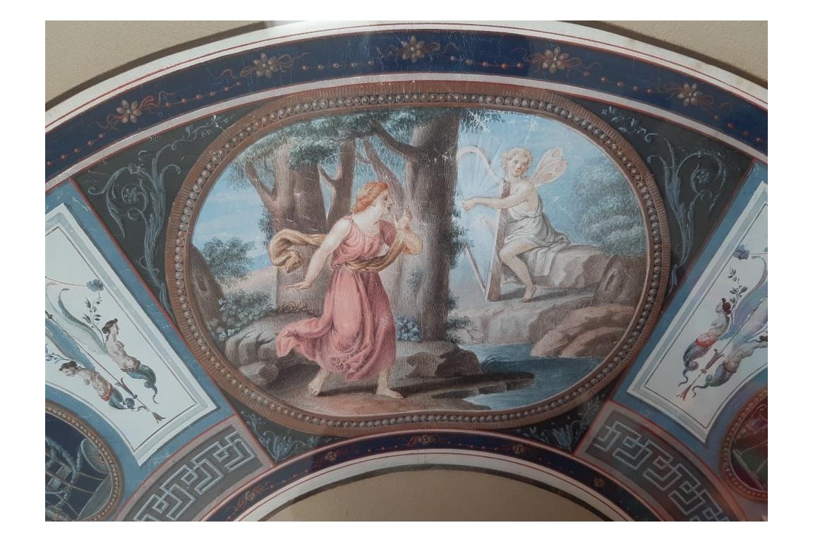 Harmonia d'Angelica Kauffman, feuille d'éventail (Tommaso Bigatti ?), fin XVIIIe siècle