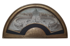 La piazza San Pietro, feuille d'éventail du Grand Tour, fin XVIIIe siecle