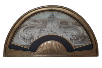 Piazza San Pietro, Grand Tour fan leaf, late 18th century