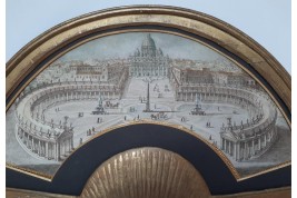La piazza San Pietro, feuille d'éventail du Grand Tour, fin XVIIIe siecle