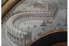 La piazza San Pietro, feuille d'éventail du Grand Tour, fin XVIIIe siecle