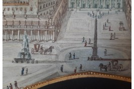 La piazza San Pietro, feuille d'éventail du Grand Tour, fin XVIIIe siecle